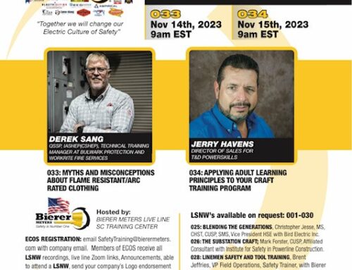 Lineman Safety Webinars 033 and 34 Announced